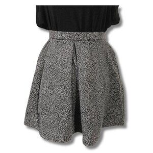 DYNAMITE Grey black leopard print full pleated mini skater skirt ~ SMALL MEDIUM